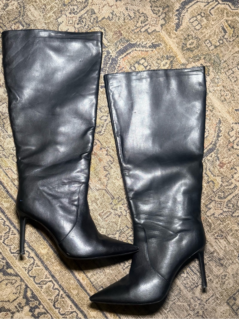 Wide Calf Black Leather Boots